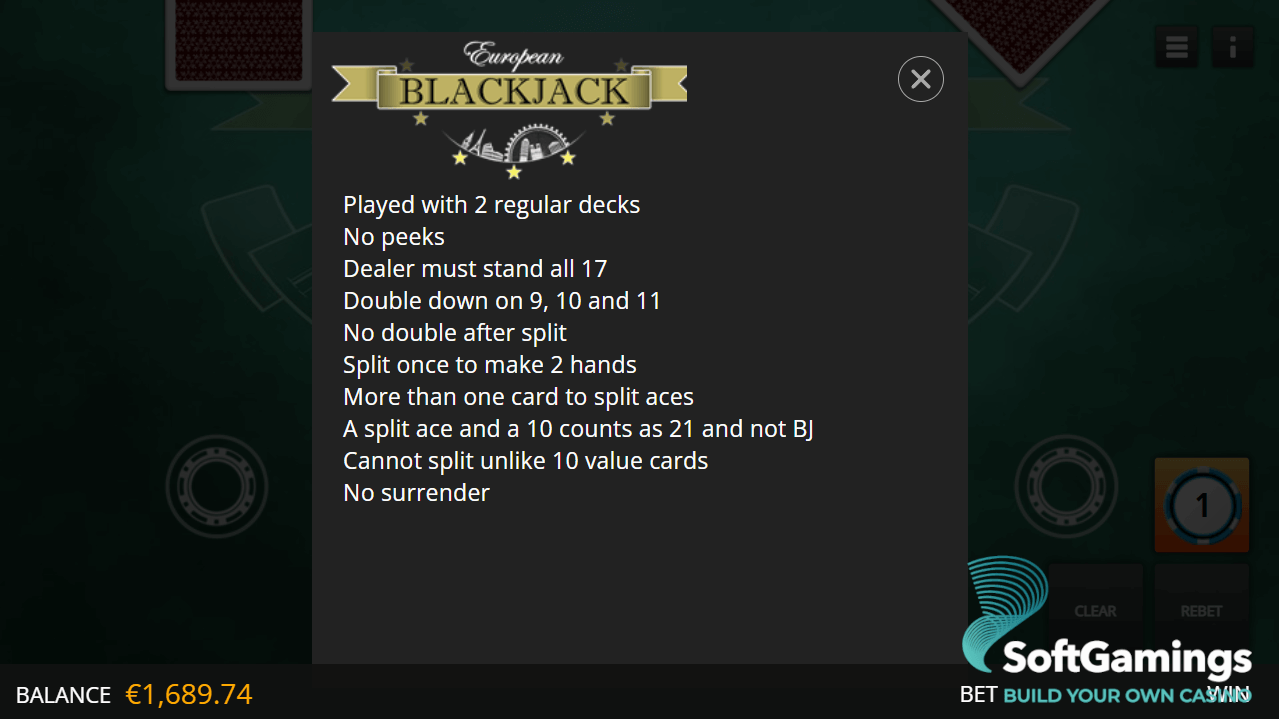 European Blackjack (HTML)